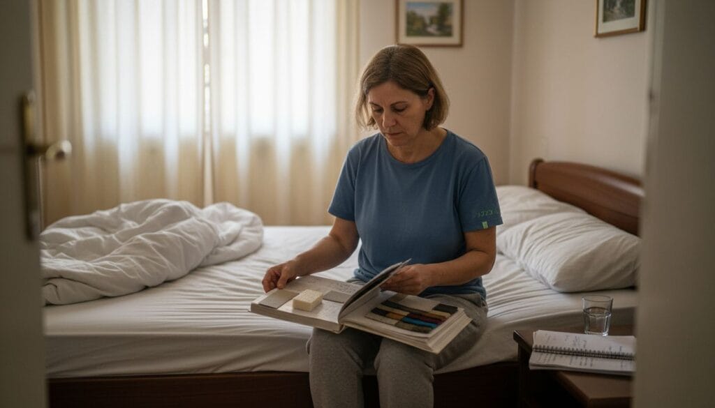 Woman choosing personalized mattress materials