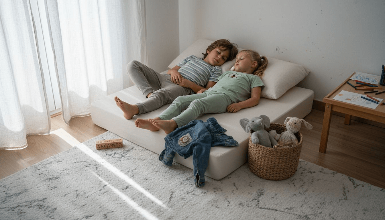 Παιδιά απολαμβάνουν ξεκούραστο ύπνο πάνω σε οικολογικό στρώμα