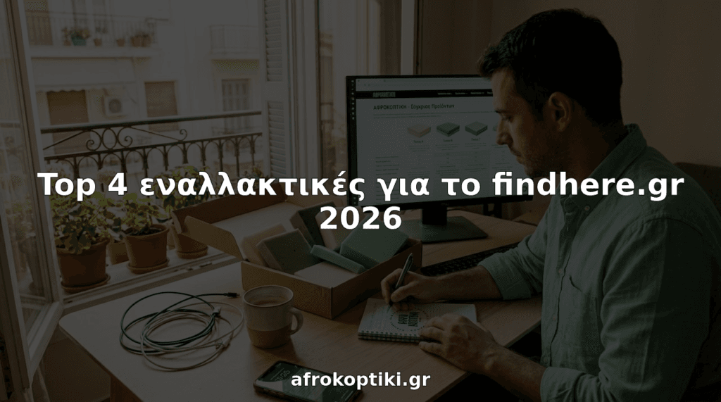 Ένας άνδρας κάθεται στο γραφείο του στο σπίτι και συγκρίνει διάφορα προϊόντα πριν πάρει την τελική του απόφαση.